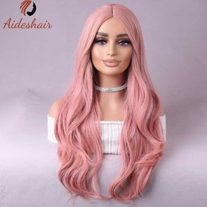 Syntetiska peruker Kort lockiga rosa peruk med värmebeständig syntetisk hår Cosplay Party Wig 240328 240327