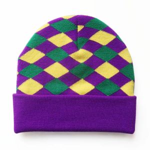 Partihandel trendig unisex beanie stickad hatt skalle mössa engelska stil check rand lyx designer män lady casual slouchy skid män kvinnor vanlig vinter varm hattar hög kvalitet