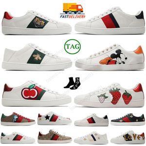 Lyxdesigner Casual Shoes Bee Sneakers Low Womens Shoe Sports Apple Trainers Tiger broderade svartvita gröna ränder Ace Walking Mens Women 1977s Sneakers