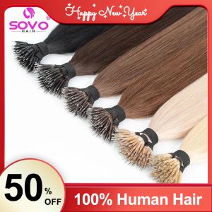 Extensions 100 strands Nano Rings Micro Links Human Hair Extensions Natural Blonde Micro Bead Loop Pre Bonded Remy European Straight Hair