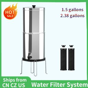 Överlevnad 1.5/2.38/2.9 Gallon Gravity Water Filter System Vatten Filtrering Hink Hem utomhus Camping Vandring Emergency Camping Equipment