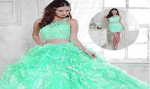 Link de pagamento 3 peças rendas quinceanera vestidos de hortelã contas cristal organza vestidos baile baile doce 16 vestidos vestido formal para 15 anos c6235229