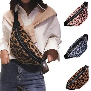 Totes moda feminina leopardo pelúcia cintura saco grande capacidade crossbody sacos de peito para 2024 bolsas uxury