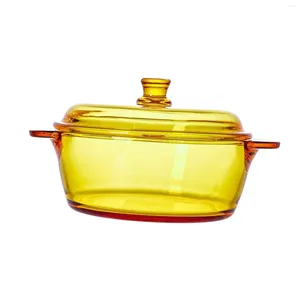 Bowls Glass Baking Dish Heat Resistant Noodle Bowl Portable With Lid Handle