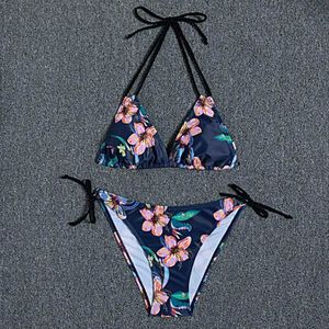 Women's Swimwear 1 set of womens swimsuit three point elastic and beautiful printed bikini swimsuit swimming pool set J240319