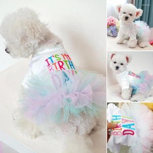 Hundkläder Vacker klänning Elegant Tvåbenad brevtryck Pet Puppy Birthday Tulle Ballet Decorative