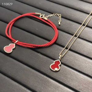 925 Silver High Version V Gold Kirin Red Rope Gourd Necklace Womens CLAVICLE CHAIN ​​Pendant 18K Rose Gold