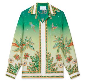 24SS Casablanca Flower Bird Coconut Tree Vacation Shirt Men and Women Designer Hawaiian Long Sleeved Shirt Casablanc