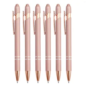 6PCS Rose Gold Ballpoint Pen Push Action Business Office Signature Pens School Pigieniarnia Instrumenty pisarskie
