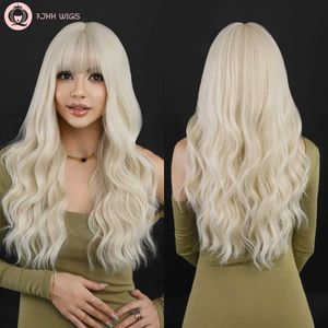 شعر مستعار Cosplay Cosplay Cosplay 7JHH Wigs Natural Plonde Blonde Wig for Women Daily Party Lolita Wig Haintetic Hair Wigs with Bangs Fiber Resistant Fiber 240328 240327