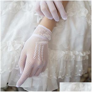 Bridal Gloves Creative Fishnet Beautif Flower Girl White Wedding Beaded For Bride Drop Delivery Party Events Accessories Dhasu