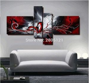 hand painted abstract oil painting red black white canvas wall art red black wall picture modular paintings for living room4290695