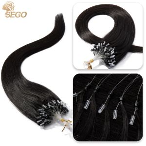 Extensions Sego Micro Ring Hair Extensions Micro Pärlor Human Hair Pre Bonded Cold Fusion I Tips Hairpiece For Women 50g 100 Strands