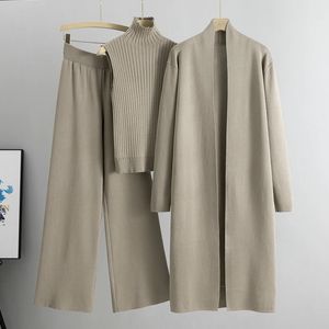 Wiosenna jesień 3 -częściowe damskie dresy dresowe mody dzianin spodni zestaw damski Sweter SWINTAGE 240309