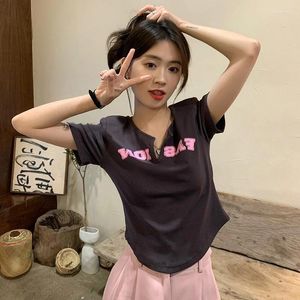 Женские футболки, женская футболка, милая модная футболка с буквенным принтом Harajuku, графика Ulzzang, тонкая женская футболка с v-образным вырезом, эстетичная уличная футболка