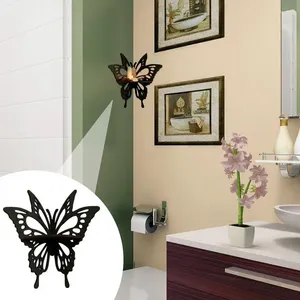 Decorative Plates Black Wooden Butterfly Style Hollow Crystal Storage Rack Simple B&B Home Wall Decoration Display