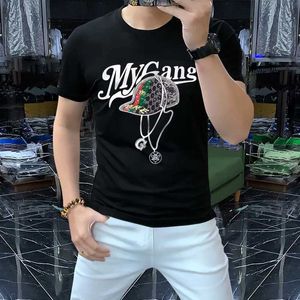 Homens camisetas 2022 manga curta strass camiseta para homens moda streetwear verão respirável legal algodão o pescoço camisetas camiseta de hombre j240319