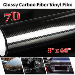 Window Stickers 20x152cm Car 7D Carbon Fiber Film Wrap Sheet Roll Sticker Decals Black Auto Decal Paper Motorcycle Styling Accessories