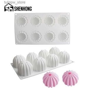 Bakningsformar Shenhong 8 Cavity Dessert Baking Tools Mousse Mögel Kaktusstruktur Silikon Kakor Mögel Soap Mold Candle Mold Kök Bakeware L240319