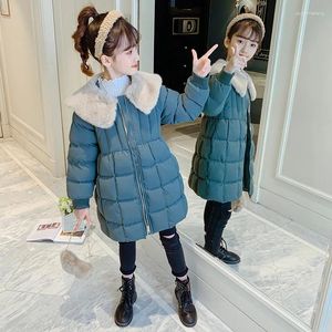 Down Coat's Children's Winter Clothing Girls Big Futro Kołnierz Princess Parka Long Dzieci ciepłe odzież wierzchnia wiatroodporna kurtka dla dziewczyny 3-14 rok