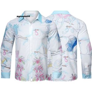 Casablanca camiseta guindaste flor carta design sentido camisa de manga comprida para homem bonito lazer primavera e outono férias soltas