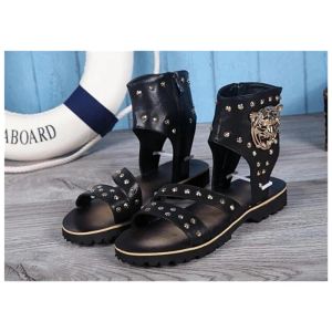 Sandálias masculino sandálias Gladiadores Moda Rivet Sandals Men Leather Summer Summer Shop