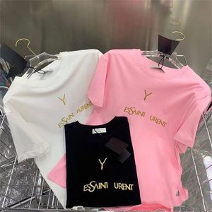 Women's Summer Designer Trendy New High end Gold Onion Letter Printing Short Sleeve Loose Large Size Fashion Popular Style Unisex