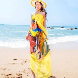 Etekler Sıcak Satış Sıcak Satış Yaz Kadınlar Plaj Sarongs Chiffon Eşarplar Geometrik Tasarım Mayo Bikini Elbiseler Yeni 240319