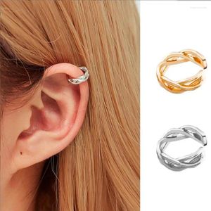 Backs Earrings 1PC Silver Gold Color Circle Twist Ear Cuff Vintage Geometric Earcuff Fake Piercing Pearls Clip On F2024