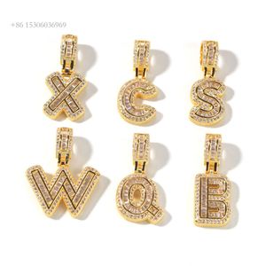 Großhandel Iced Out Lab Diamonds Sterling Silber Moissanit Benutzerdefinierte Buchstabenhalskette Initial Hip Hop Anhänger Schmuck