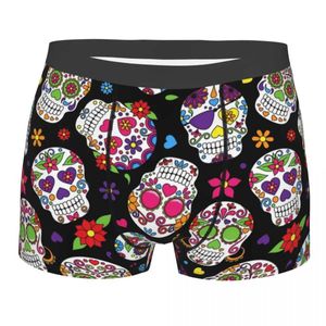 Underpants Colorful Sugar Skulls Mens Underwear Day of the Dead Boxer Shorts Panties Funny Breathable Underpants for Homme S-XXL 24319