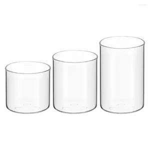 Titulares de vela 3 pcs copo de vidro transparente perfumado desktop ornamento recipiente claro cilindro suporte de cera caneca chá luzes velas