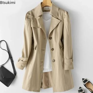 2024 Kvinnors mode Trenchock Jacka Koreansk stil Single-Breasted Mid-Long Women Trench Coat Overcoat Windbreaker Kvinna 240329