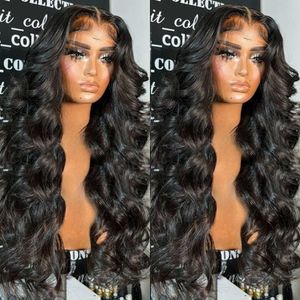 Synthetic Wigs Synthetic Wigs 13X6 Hd Transparent Lace Frontal Wig 30Inch Body Wave Lace Front Human Hair Wigs 200% Density 4x4 Lace Closure Wigs For Women 240327