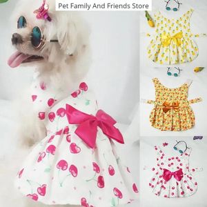 Dog Apparel Fruit Printed Dogs Dress Summer Clothes For Small Princess Chihuahua Cats Suspender Skirts