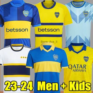 23 24 Boca Juniors Cavani Soccer Jerseys Janson Zeballos 2023 2024 Benedetto Maradona Medina Varela Home Away Third Football Shirt Men Kid Kit