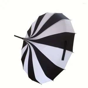 Regenschirme, kreatives Design, schwarz-weiß gestreifter Golfschirm, langstielige gerade Pagode (10 Stück/Menge)