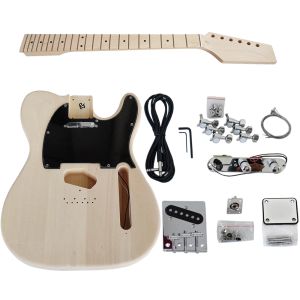 Guitar Aiersi Full Set Diy ST TL Electric Guitar Kit Basswood Body Unfinished Neck All Hardware