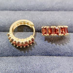 Hoopörhängen per smycken naturlig riktig röd granat örhänge 3 4mm 0,35ct 10st Gemstone 925 Sterling Silver Fine L243117