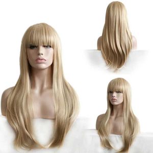 Syntetiska peruker Blond Gradient Hair European American Wig Womens Long Curly Wavy Syntetisk peruk för Daily Party Use 240328 240327