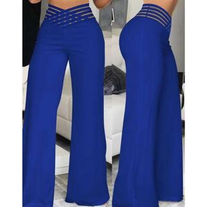 Designer Kvinnor Fashion Pants 2024 Womens Hollow Midjeband Pants Temperament Pendlar Micro Rage Pants High midja Casual Wide Leg Pants Baggy Cargo Women Pants6wt1