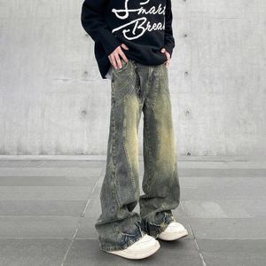 خمر جينز الجينز الرجال واسعة الساق الساق الساقين الخريف أزياء الشارع أزياء حزينة الشارع الأصلي y2k السراويل السراويل الشتاء 240304