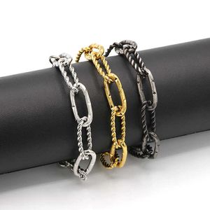 Pulseiras com pingente de design de moda Fio feito à mão com corrente dourada pulseira de aço titânio na moda e nicho para homens na moda e na moda para homens sofisticados e legais