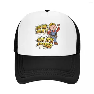 Kapity kulowe, czy możemy naprawić Man Man Trucker Hats Bob The Builder Cartoon Cartoon Cape Baseball Cap for Men Kobiet Kpop Snapback Streetwear