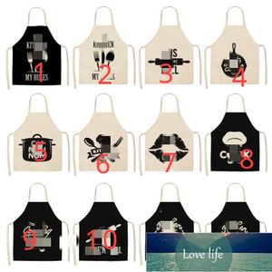 Top Cotton and Linen Printing Creative European and American Simple Black and White Color Printing Apron Factory Direct Supply Wholesale