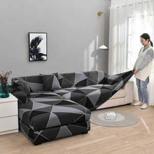 L-shaped Sofa Covers for Living Room Elastic Sofa Slipcovers Couch Cover Stretch Corner Sofa Cover Chaise Longue Cushion Cover 240306