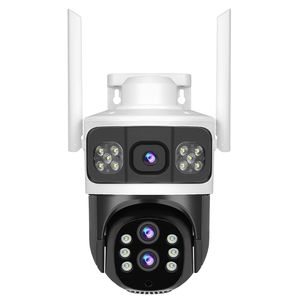 QX125 Outdoor Three Lens Wireless IP Camera Night Vision Waterproof V380 WiFi Ball Machine Security Camera Lens PTZ Network Camera