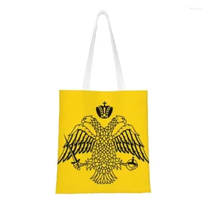 Sacos de compras bonito impressão bandeira imperial bizantina pelas igrejas ortodoxas gregas sacola durável lona ombro shopper bolsa