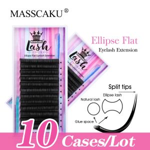 Ögonfransar 10Case/Lot Hot Selling Masscaku Super Soft Flat ellipse Eyelashs Extensions Cashmere Flat Lashes False individual Eyelash