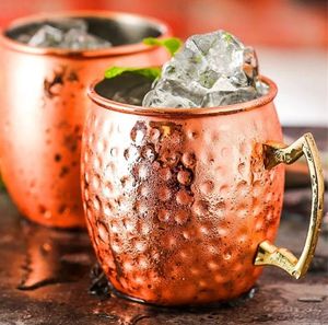 Canecas de cobre Moscow Mule Artesanais Canecas de cobre para Moscow Mule Cocktai Mule Canecas Bebendo Cobre Martelado Latão Home Bar Caneca 595QH